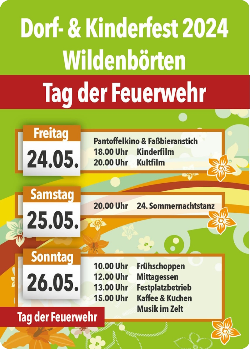 Dorffest- und Kinderfest 2024 vom 24.-26. Mai in Wildenbörten2024