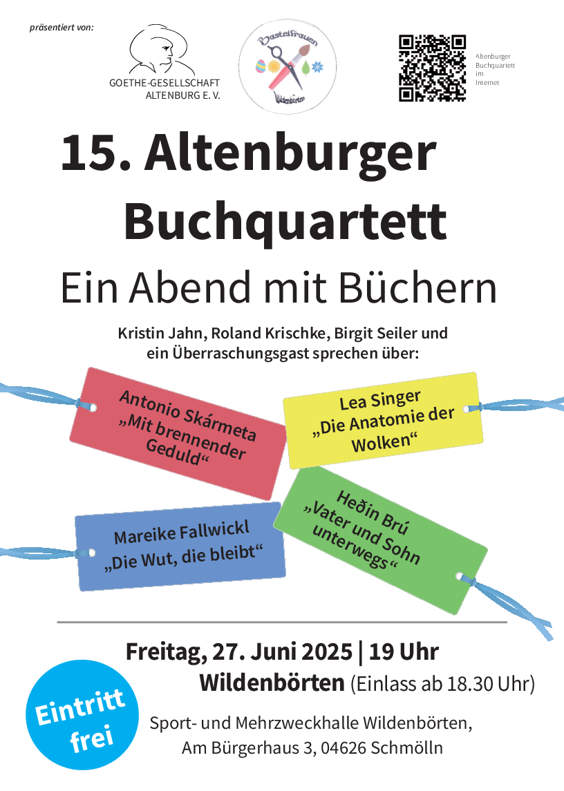 15. Altenburger Buchquartett am 27.06.2025  in der Sport- und Mehrzweckhalle Wildenbörten